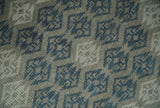 8x9.9 Gray, Ivory and Beige Honeycomb Traditional Hand Knotted Wool Area Rug