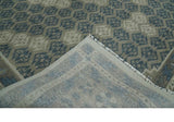 8x9.9 Gray, Ivory and Beige Honeycomb Traditional Hand Knotted Wool Area Rug