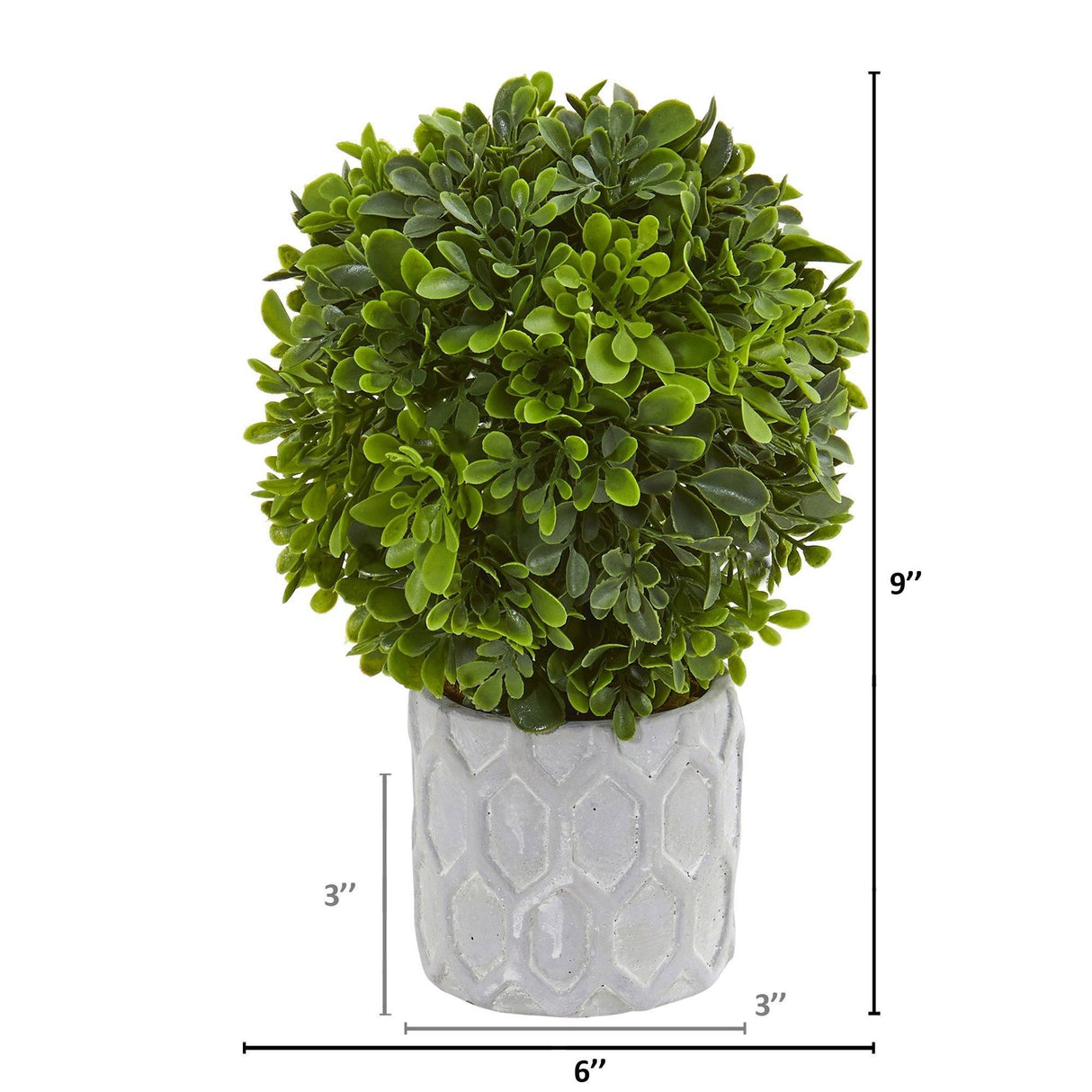 9” Boxwood Artificial Mini Topiary (Set of 3)-Parc Decor