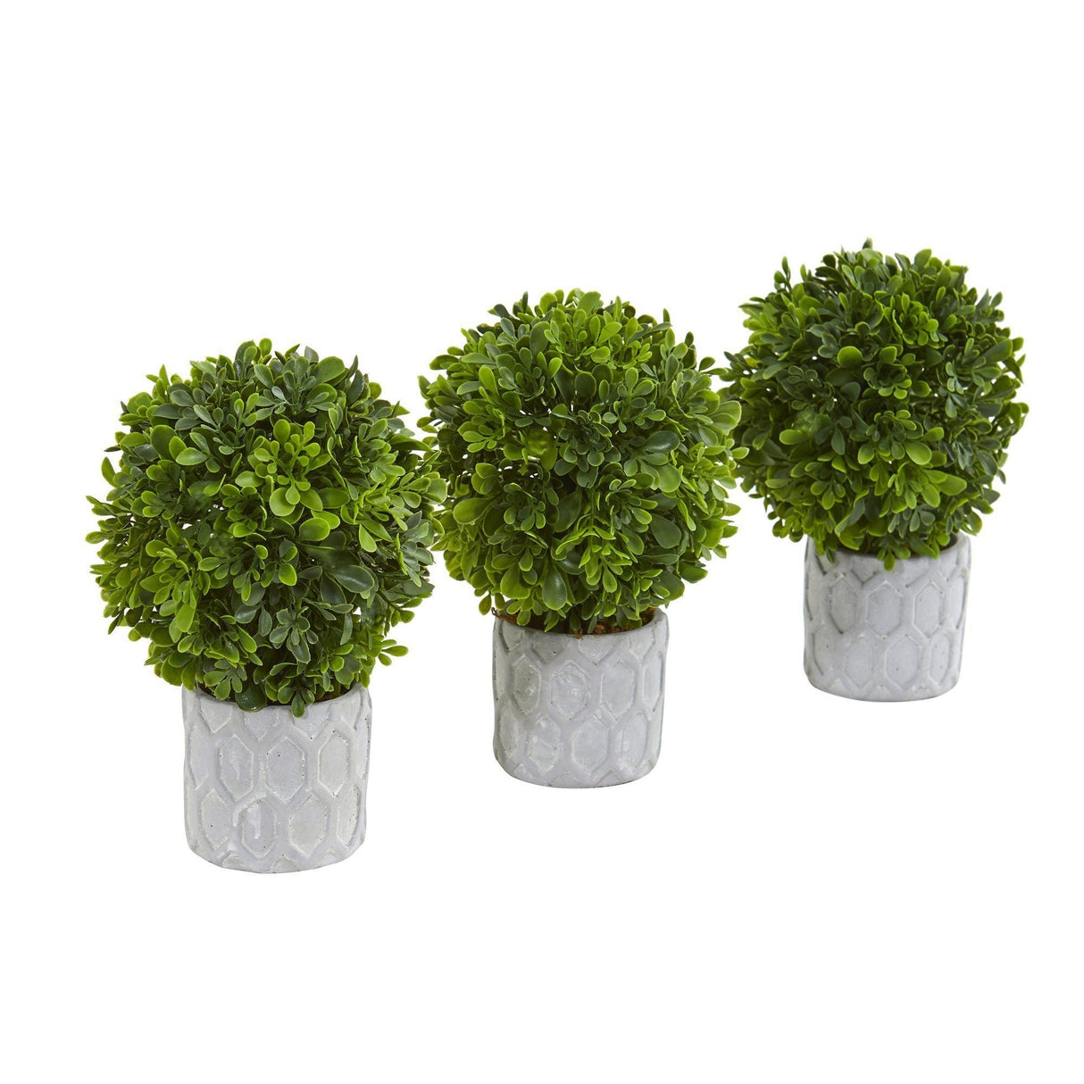 9” Boxwood Artificial Mini Topiary (Set of 3)-Parc Decor