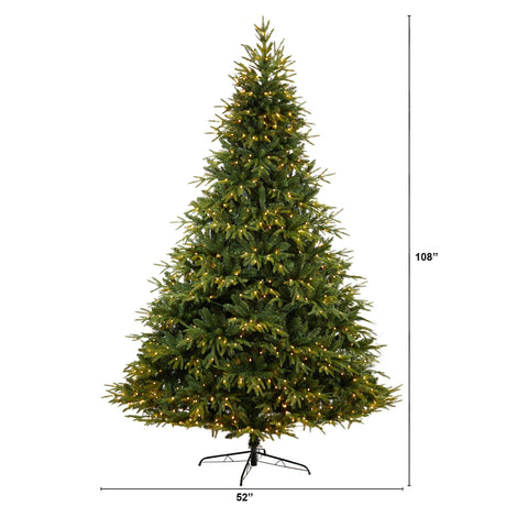 9’ Colorado Mountain Fir “Natural Look” Tree with 900 Multi LED Lights and 4600 Bendable Branches-Parc Decor