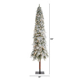 9’ Flocked Grand Alpine Artificial Christmas Tree with 600 Lights and 1183 Branches on Natural Trunk-Parc Decor