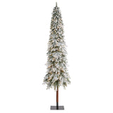 9’ Flocked Grand Alpine Artificial Christmas Tree with 600 Lights and 1183 Branches on Natural Trunk-Parc Decor