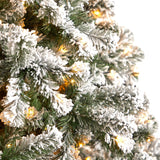 9' Flocked West Virginia Fir Christmas Tree with 650 Clear LED Lights and 1320 Bendable Branches-Parc Decor