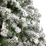 9' Flocked West Virginia Fir Christmas Tree with 650 Clear LED Lights and 1320 Bendable Branches-Parc Decor