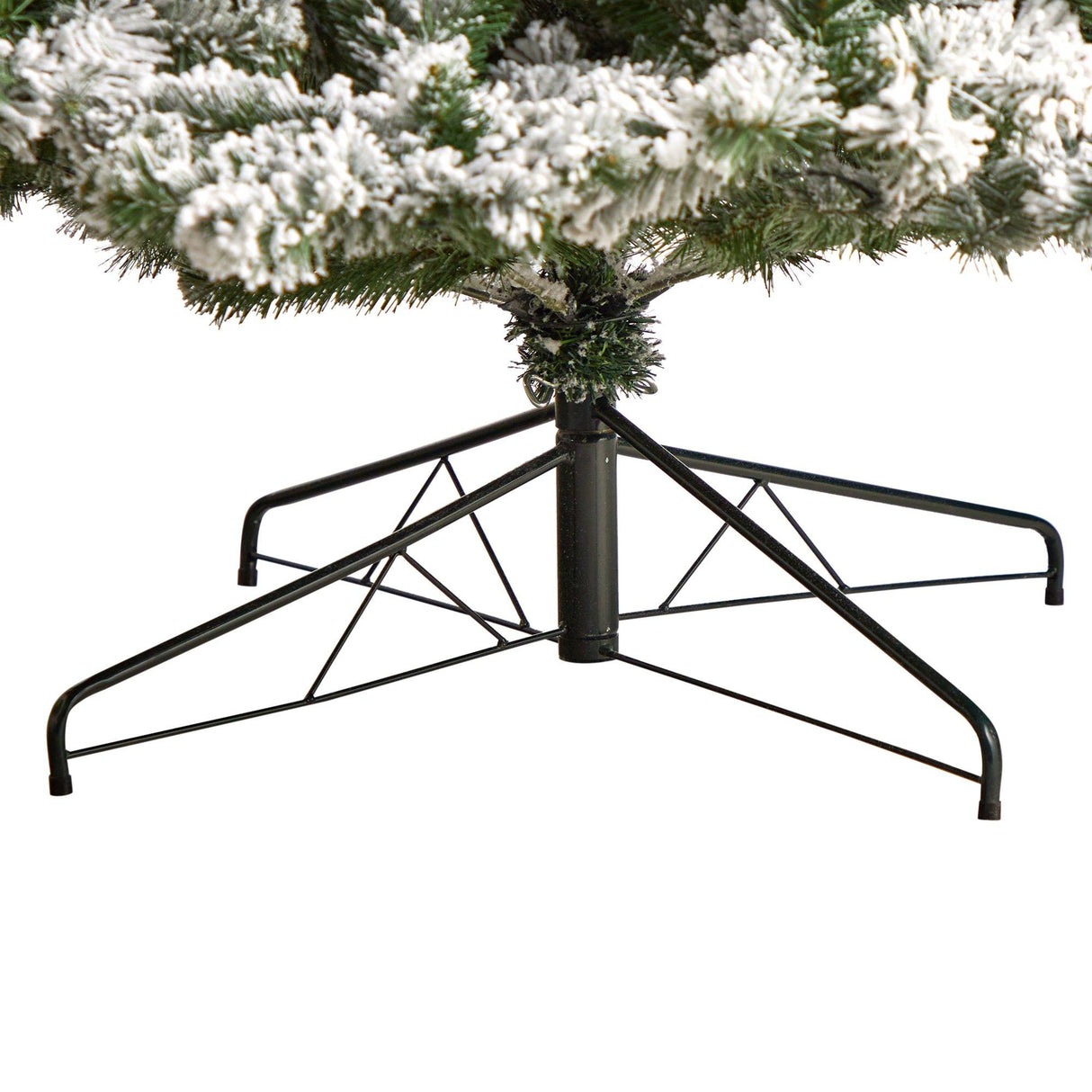 9' Flocked West Virginia Fir Christmas Tree with 650 Clear LED Lights and 1320 Bendable Branches-Parc Decor