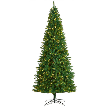 9’ Green Valley Fir Artificial Christmas Tree with 800 Clear LED Lights and 2093 Bendable Branches-Parc Decor