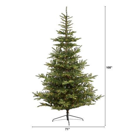 9’ Layered Washington Spruce Artificial Christmas Tree with 750 Clear LED Lights and 2055 Bendable Branches-Parc Decor