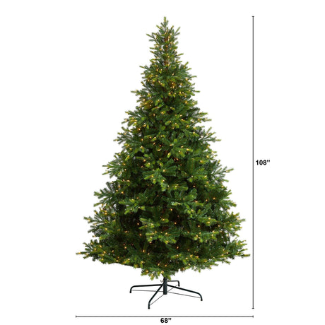 9’ North Carolina Spruce Artificial Christmas Tree with 750 Clear Lights and 1912 Bendable Branches-Parc Decor