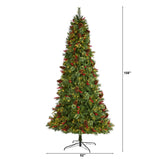 9’ Norway Mixed Pine Artificial Christmas Tree with 650 Clear LED Lights, Pine Cones and Berries-Parc Decor
