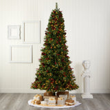 9’ Norway Mixed Pine Artificial Christmas Tree with 650 Clear LED Lights, Pine Cones and Berries-Parc Decor