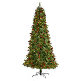 9’ Norway Mixed Pine Artificial Christmas Tree with 650 Clear LED Lights, Pine Cones and Berries-Parc Decor