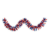 9’ Patriotic “American Flag” Themed Artificial Garland with 50 Warm LED Lights-Parc Decor