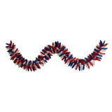 9’ Patriotic “American Flag” Themed Artificial Garland with 50 Warm LED Lights-Parc Decor