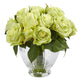 9” Rose Artificial Floral Arrangement in Elegant Glass Vase-Parc Decor