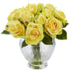 9” Rose Artificial Floral Arrangement in Elegant Glass Vase-Parc Decor