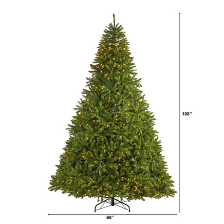 9’ Sierra Spruce “Natural Look” Artificial Christmas Tree with 1000 Clear LED Lights and 4443 Tips-Parc Decor