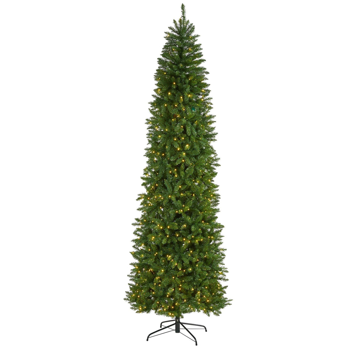 9’ Slim Green Mountain Pine Artificial Christmas Tree with 600 Clear LED Lights-Parc Decor