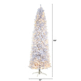 9’ Slim White Artificial Christmas Tree with 600 Warm White LED Lights and 1860 Bendable Branches-Parc Decor