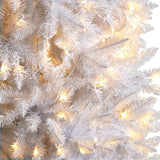 9’ Slim White Artificial Christmas Tree with 600 Warm White LED Lights and 1860 Bendable Branches-Parc Decor