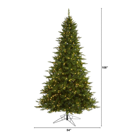 9' Vermont Spruce Artificial Christmas Tree with 850 Warm White (Multifunction) LED Lights with Instant Connect Technology and 1984 Bendable Branches-Parc Decor