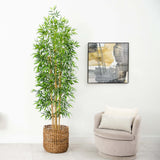 9’ Artificial Bamboo Tree with Real Bamboo Trunks-Tree-Parc Decor