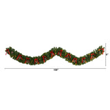9’ Bow and Pinecone Artificial Christmas Garland with 35 Clear LED Lights-Garland-Parc Decor