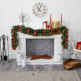 9’ Bow and Pinecone Artificial Christmas Garland with 35 Clear LED Lights-Garland-Parc Decor