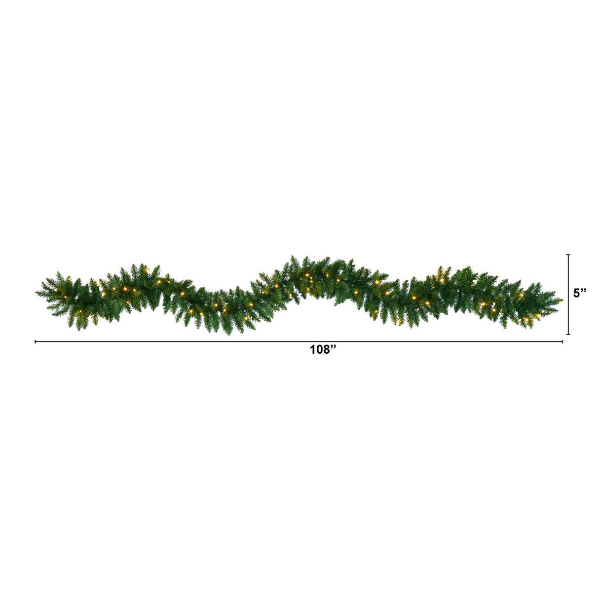 9’ Christmas Pine Artificial Garland with 50 Warm White LEDs Lights-Garland-Parc Decor