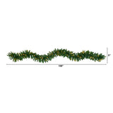 9’ Christmas Pine Artificial Garland with 50 Warm White LEDs Lights-Garland-Parc Decor