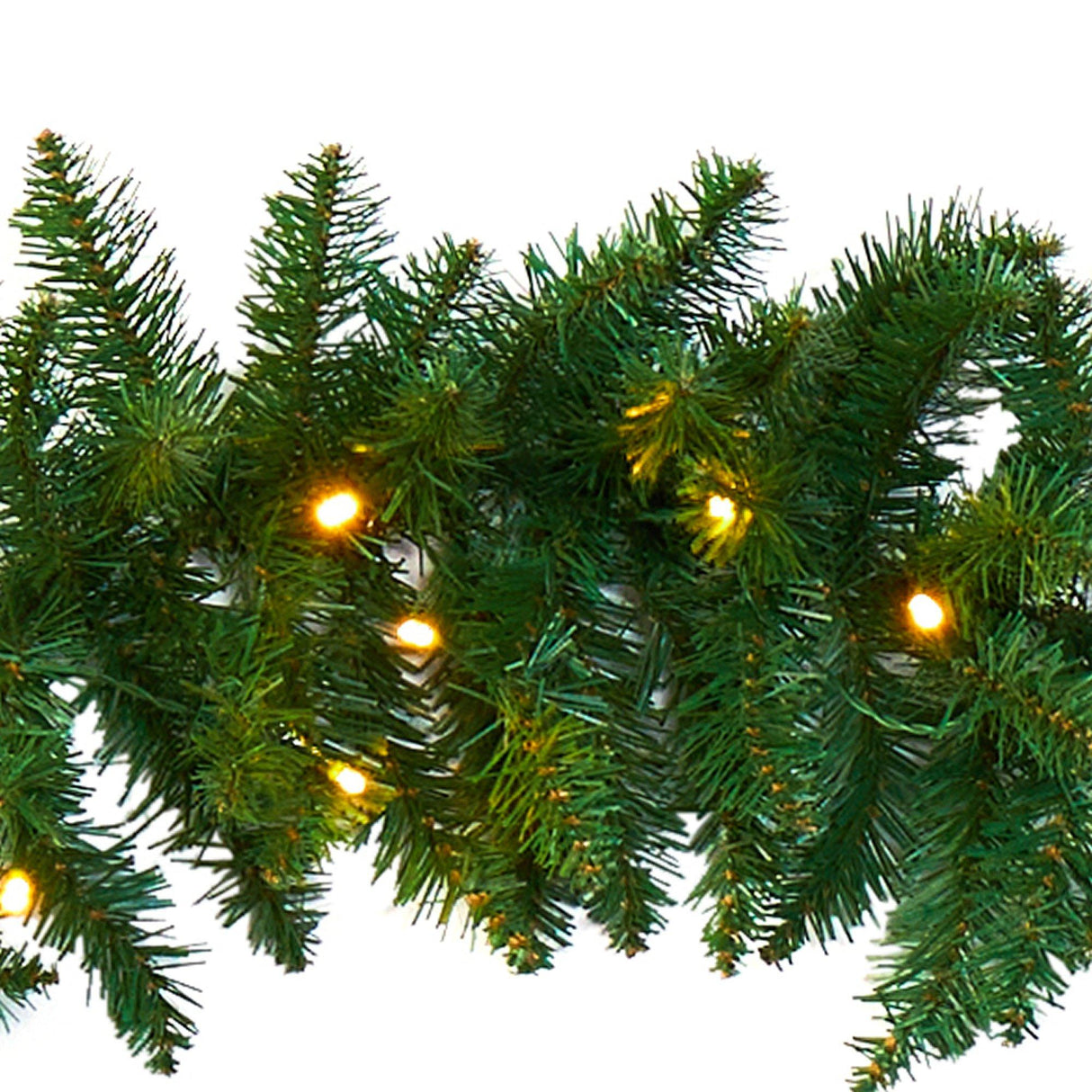 9’ Christmas Pine Artificial Garland with 50 Warm White LEDs Lights-Garland-Parc Decor