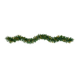 9’ Christmas Pine Artificial Garland with 50 Warm White LEDs Lights-Garland-Parc Decor
