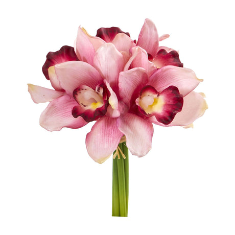 9” Cymbidium Orchid Artificial Flower Bundle (Set of 6)-Stem-Parc Decor