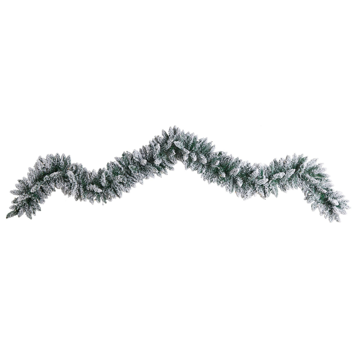 9’ Flocked Artificial Christmas Garland with 50 Warm White LED Lights-Garland-Parc Decor