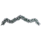 9’ Flocked Artificial Christmas Garland with 50 Warm White LED Lights-Garland-Parc Decor