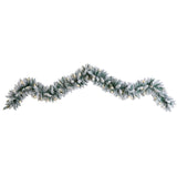 9’ Flocked Artificial Christmas Garland with 50 Warm White LED Lights-Garland-Parc Decor