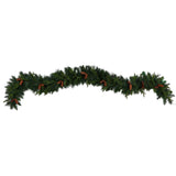 9' Mixed Pines and Pinecones Extra Wide Garland with 286 Branches and 70 Warm White LED Lights-Garland-Parc Decor