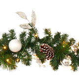 9’ Ornament and Pinecone Artificial Christmas Garland with 50 Clear LED Lights-Garland-Parc Decor