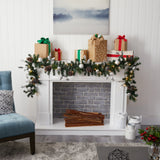 9’ Ornament and Pinecone Artificial Christmas Garland with 50 Clear LED Lights-Garland-Parc Decor