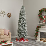 9’ Slim Flocked Montreal Fir Artificial Christmas Tree with 1860 Bendable Branches-Christmas Tree-Parc Decor