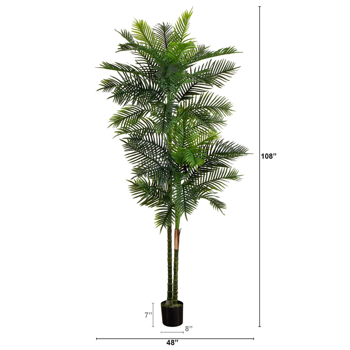 9’ UV Resistant Artificial Double Robellini Palm Tree (Indoor/Outdoor)-Tree-Parc Decor
