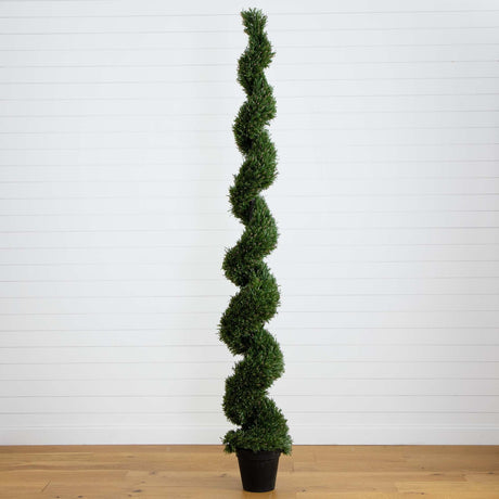 9' UV Resistant Artificial Rosemary Spiral Topiary Tree (Indoor/Outdoor)-Tree-Parc Decor