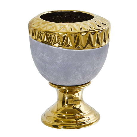 9.25” Regal Stone Urn with Gold Accents-Parc Decor