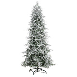9.5’ Flocked Manchester Spruce Artificial Christmas Tree with 650 Lights and 1733 Bendable Branches-Parc Decor
