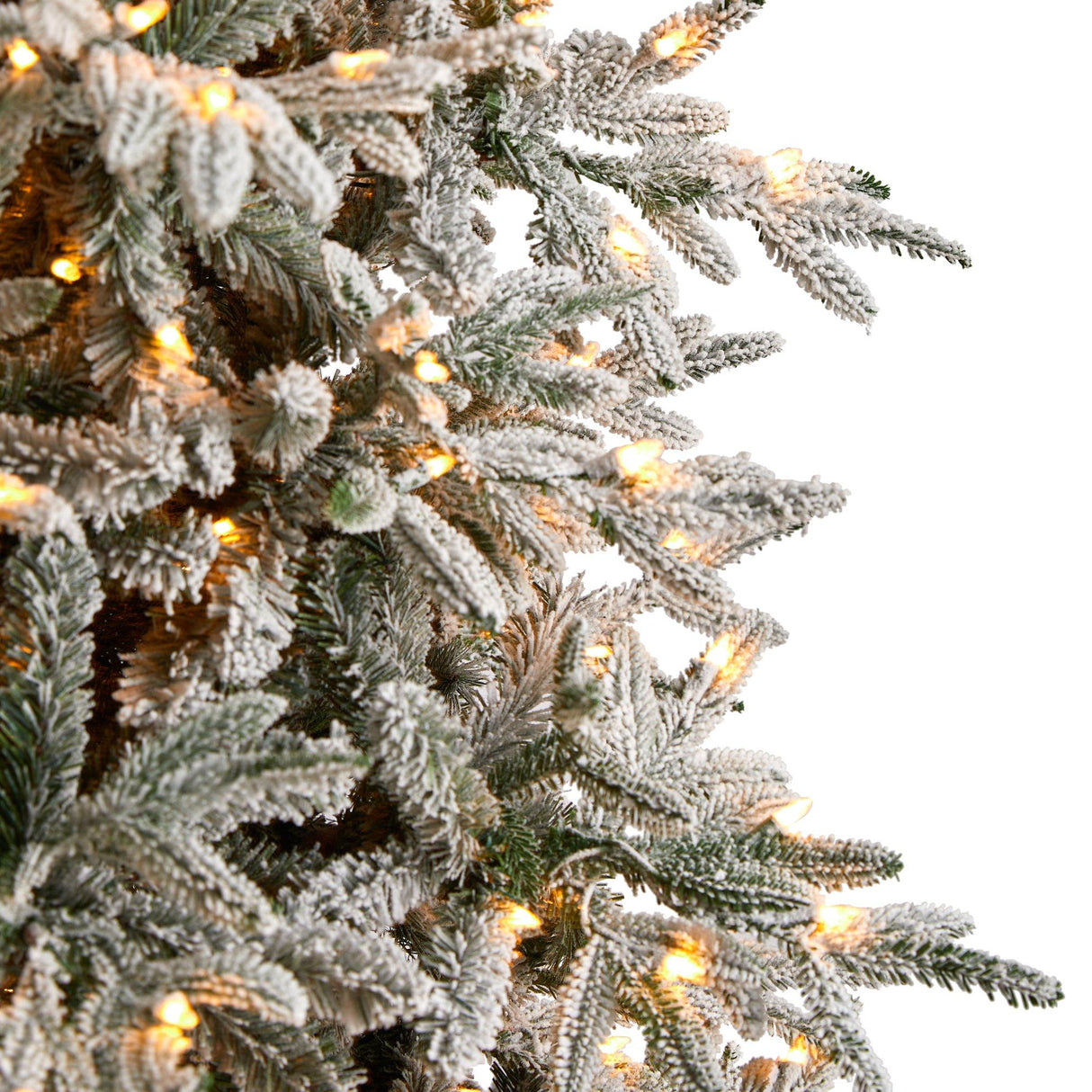 9.5’ Flocked Manchester Spruce Artificial Christmas Tree with 650 Lights and 1733 Bendable Branches-Parc Decor