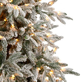 9.5’ Flocked Manchester Spruce Artificial Christmas Tree with 650 Lights and 1733 Bendable Branches-Parc Decor