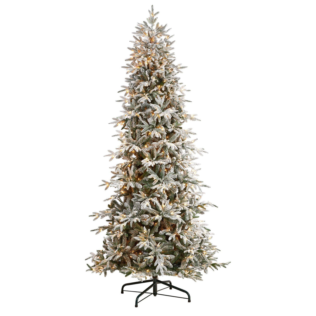 9.5’ Flocked Manchester Spruce Artificial Christmas Tree with 650 Lights and 1733 Bendable Branches-Parc Decor