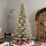 9.5’ Slim Flocked Nova Scotia Spruce Artificial Christmas Tree-Parc Decor