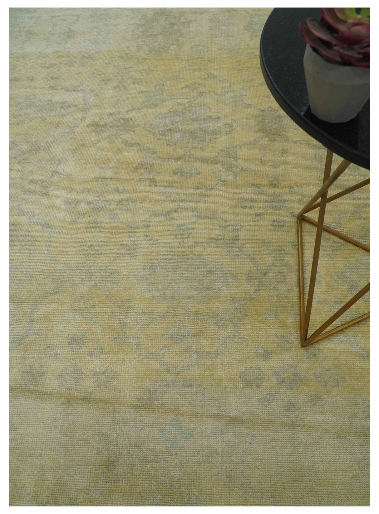 9x12 Antique Oriental Oushak Beige Hand knotted Wool Area Rug