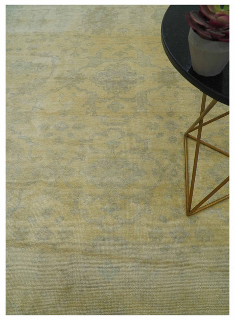 9x12 Antique Oriental Oushak Beige Hand knotted Wool Area Rug
